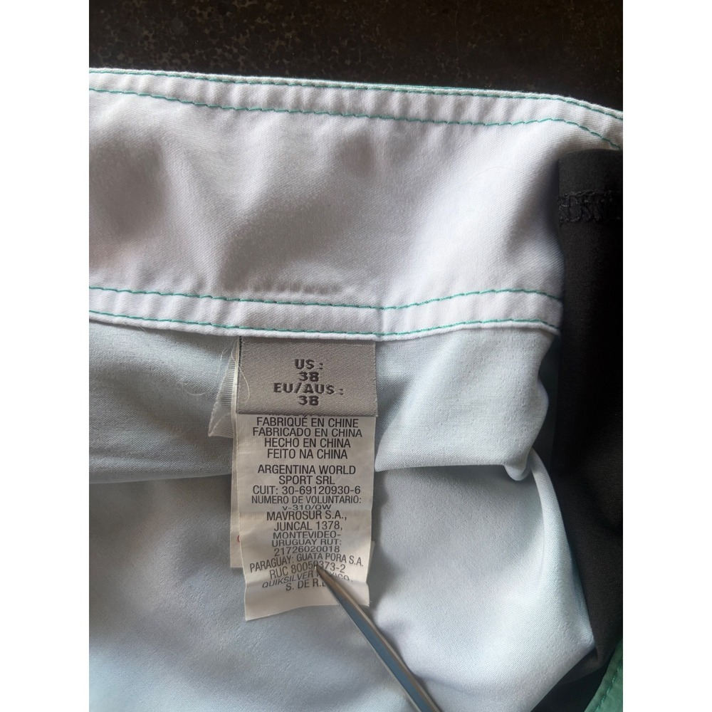 Quiksilver Waterman Collection Mens Green Plaid Board Shorts Cargo Size 38 - Picture 5 of 10